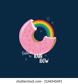 donut rainbow star polka line color text tee illustration art vector artwork doodle print sky space 