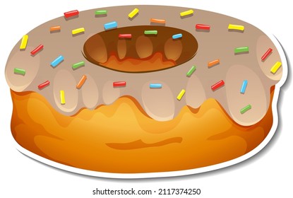 Donut with rainbow sugar topping illustration