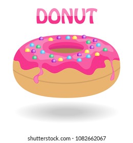 Donut, a realistic 3D donut with a shadow. Flat design, vector illustration, vector.
