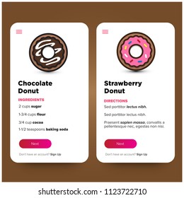 Donut Recipe Mobile App UX UI For Smart Phones