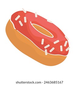 donut with red glaze color vector illustration