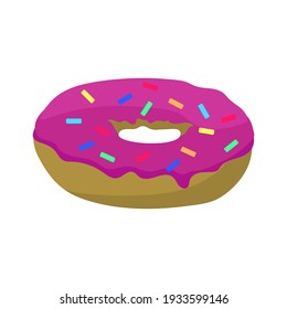 Donut with red glaze, vector illustration