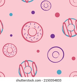 Donut Repeat Pattern with Pink Background