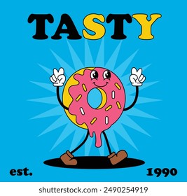 cartel retro de donut. Ilustración vectorial