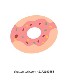 Donut Rubber Ring. Summer Flat Vector Illustration. Cute Sweet Food On Isolated Background