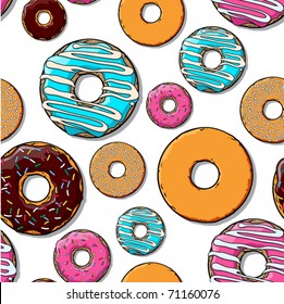 Donut seamles pattern. Vector