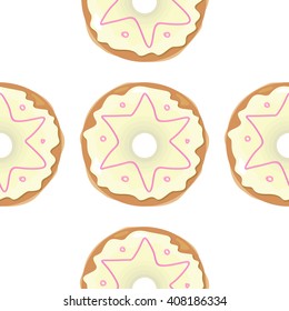 Donut seamless background texture pattern. Cute donuts with glazing. Seamless pattern