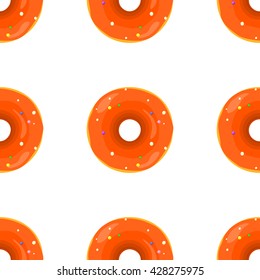Donut seamless background texture pattern. Cute donuts with glazing. Seamless pattern. Delicious donut glazed. Donut pattern. Vector donuts pattern. Chocolate donuts. Isolated donuts seamless pattern