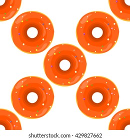 Donut seamless background texture pattern. Cute donuts with glazing. Chocolate donuts.