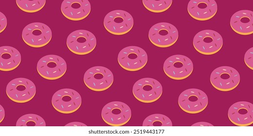 Rosca Plano de fundo padrão sem emenda. Padrão contínuo de rosquinha. Padrão de rosquinha sem costura. ilustração plana de rosquinha.
