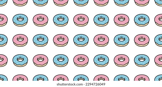 donut seamless pattern bakery chocolate strawberry vector bake bread food cartoon character gift wrapping paper doodle scarf isolated repeat wallpaper tile background illustration design clip art
