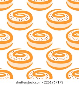 Donut seamless pattern. Baking pattern yellow.
