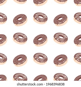 Kein nahtloses Muster. Eine Doughmutter mit rosafarbenem Frost. Donut auf weißem Hintergrund. Design der Speisekarte des Restaurants. Eine bitmap-Abbildung einer Donmutter.
