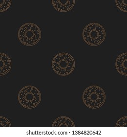 Donut seamless pattern with icons. Style Outline. illustration on the theme of bakery products and bread baking. Vector background.