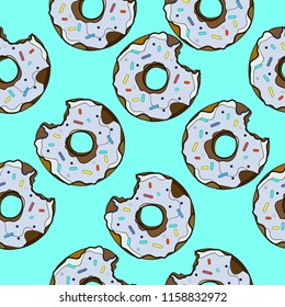 Donut seamless pattern isolated. Donut pattern vector. Hand draw illustration donut.