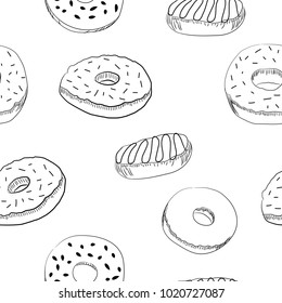 Donut seamless vector pattern