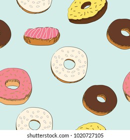 Donut seamless vector pattern