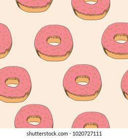 Donut seamless vector pattern