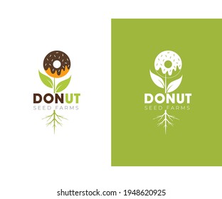 donut seed farm logo green and white background brown and green logo