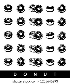 Donut set. Collection icons donuts. Vector