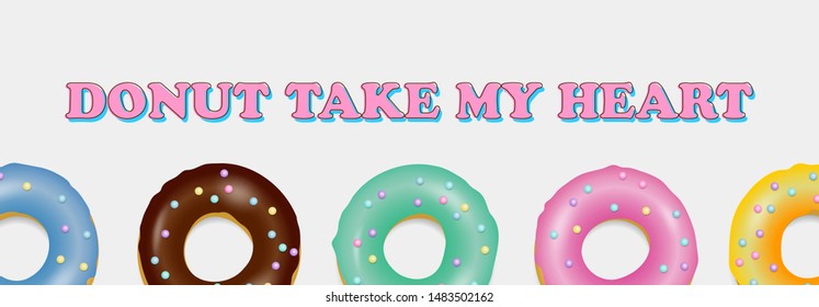 Donut set. Hand drawn bakery collection design.  Sweet dessert, pastry, donuts for menu design. Advertising, poster, banner of cafe, bakery vector Illustration. Glazed doughnut. 