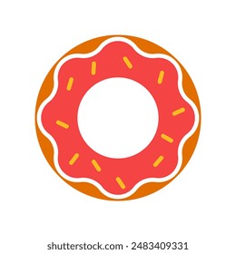 Donut set icon. Frosted donut, circular pastry, pink icing, sprinkles, sweet treat, dessert, bakery item, breakfast pastry, snack, confectionery, glazed donut, sugary snack, coffee break.