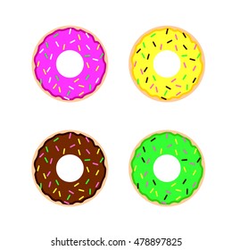 Donut set isolated on a white background in a modern flat style. Donuts into the glaze collection.