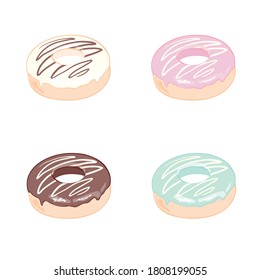 Donut set with sprinkles isolated on white background. Doughnut ui, donuts app icons. Vector eps10