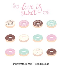 El conjunto no tiene rociadores aislados de fondo blanco. Doughnut ui, no usa iconos de la aplicación. Vector eps10