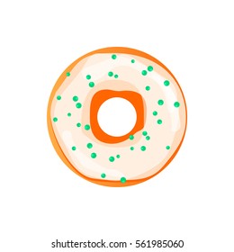 Donut set with sprinkles isolated on white background. Vector illustration