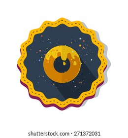 donut with shadow and confetti. flat stye. vector illustration