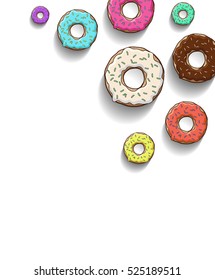donut with shadow. Set of colorful donuts