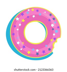 Donut shaped air mattress semi flat color vector object. Full sized item on white. Swimming pool activity equipment simple cartoon style illustration for web graphic design and animation