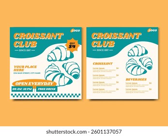 Donut Shop Flyer and Menu Price List Square Banner Social Media