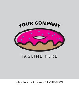 Donut Shop Logo Flat Vector Art 