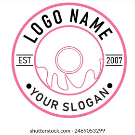 donut shop logo illustration emblem, donut lettering logo badge suitable for business logo, vintage style