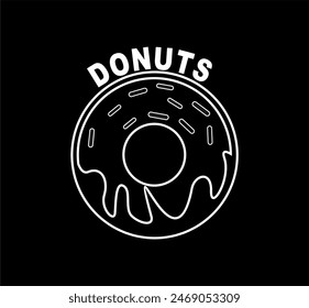donut shop logo illustration emblem, donut lettering logo badge suitable for business logo, vintage style