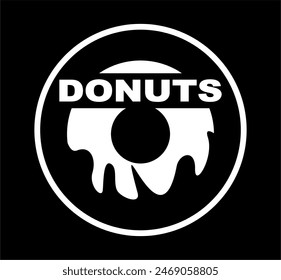 donut shop logo illustration emblem, donut lettering logo badge suitable for business logo, vintage style