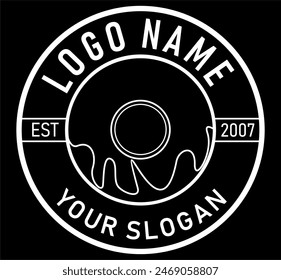 donut shop logo illustration emblem, donut lettering logo badge suitable for business logo, vintage style