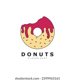 donut shop logo vector illustration, strawberry pink donut, for business logo vector