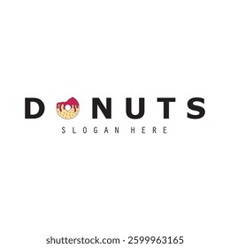 donut shop logo vector illustration, strawberry pink donut, for business logo vector