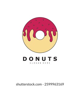 donut shop logo vector illustration, strawberry pink donut, for business logo vector