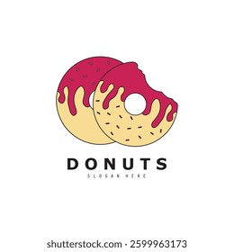 donut shop logo vector illustration, strawberry pink donut, for business logo vector