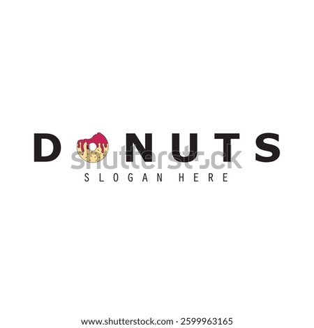 donut shop logo vector illustration, strawberry pink donut, for business logo vector