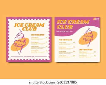 Donut Shop Menu Price List Square Banner Social Media