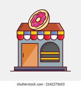 ilustración de donut shop Vector sobre un fondo transparente.Símbolos de calidad premium. línea vectorial plana     para el diseño gráfico y de concepto.