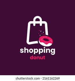 Donut with Shopping logo design vector graphic symbol icon sign illustration creative idea