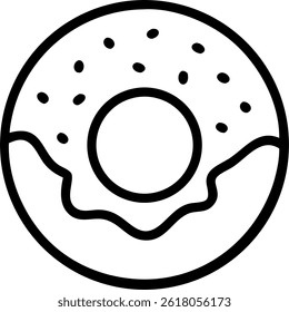 A donut is shown in a line drawing