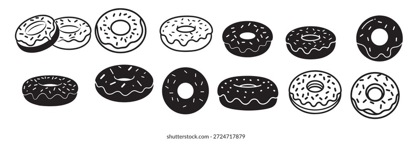 Silueta de donut Ilustración vectorial de fondo blanco