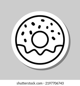 Donut simple icon vector. Flat design. Sticker with shadow on gray background.ai